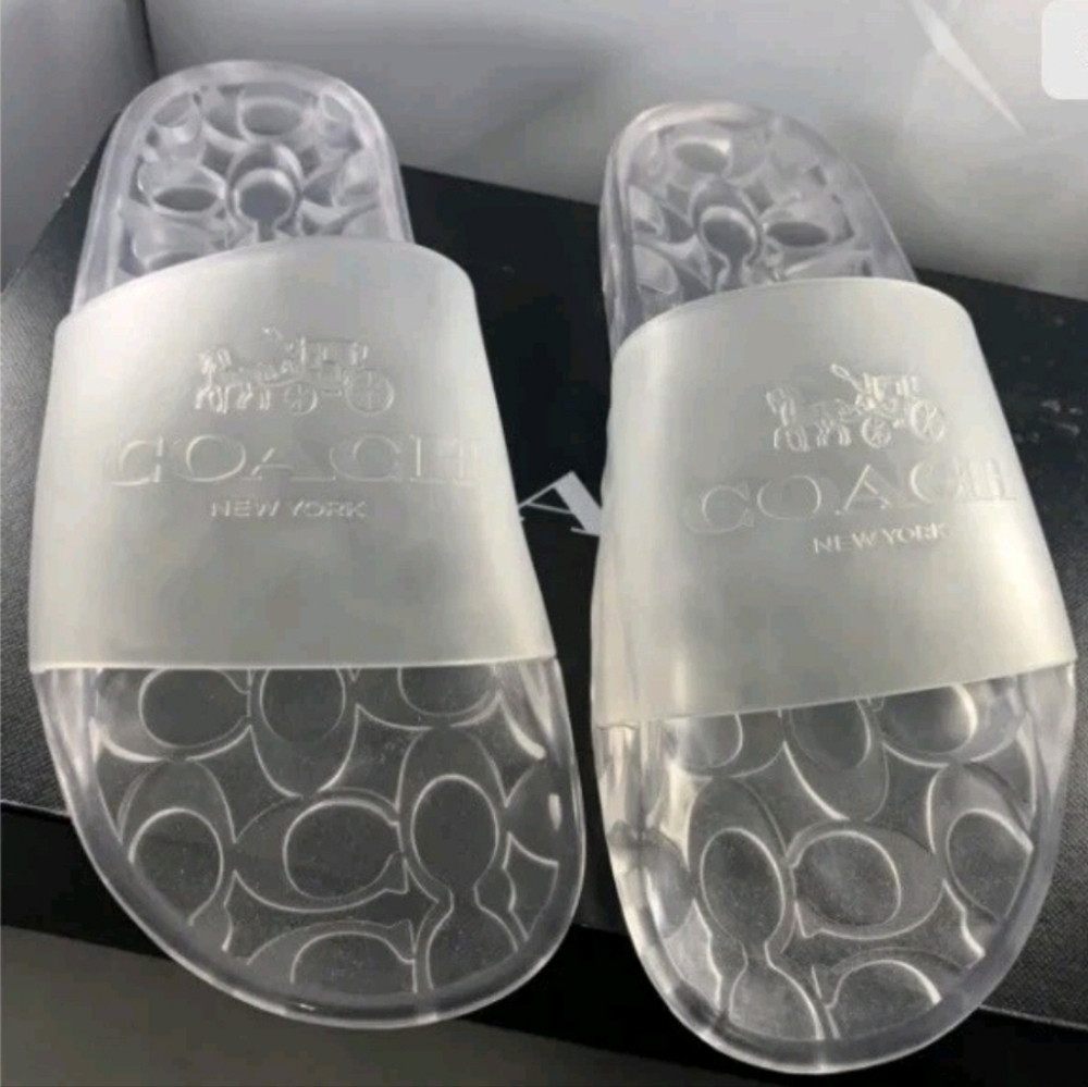 Coach Ulyssa Rubber Slide Clear Size 8 Coastal Nautical Vaca Casual Streetwear